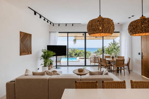 Balcony/Terrace, Living room, Pool view, Sea view, Swimming pool