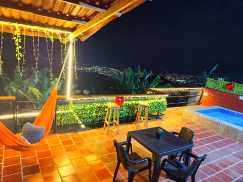 Patio, Night, Natural landscape, View (from property/room), Balcony/Terrace, Pool view, Swimming pool