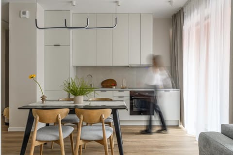 Kitchen or kitchenette, Living room, Seating area, Dining area, stove