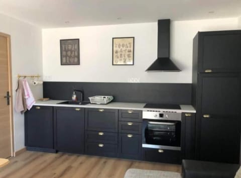 Kitchen or kitchenette, oven