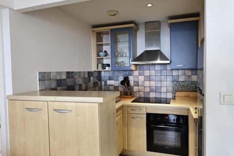 Kitchen or kitchenette, dishwasher, stove