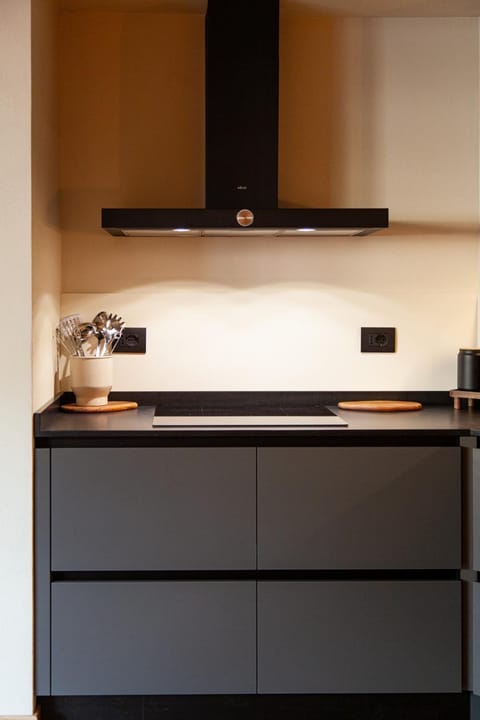 Kitchen or kitchenette, stove