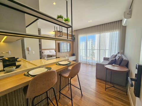 Kitchen or kitchenette, Living room, Dining area, air conditioner