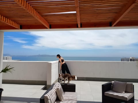 People, Natural landscape, View (from property/room), Balcony/Terrace, Sea view