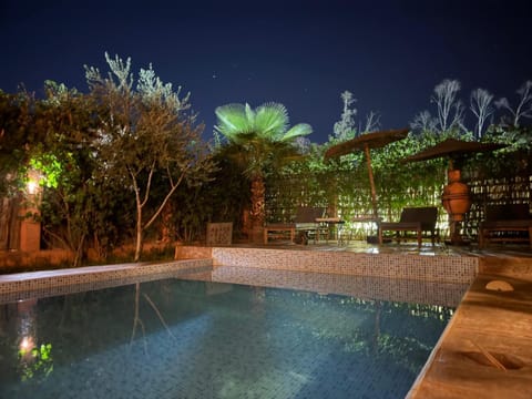Night, Pool view, Swimming pool