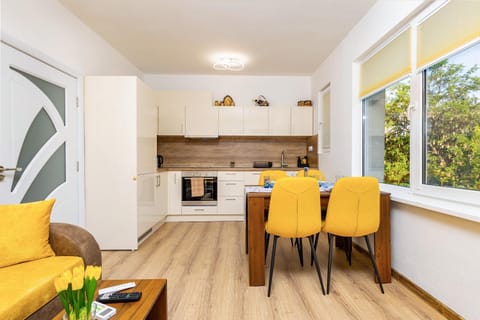 Kitchen or kitchenette, Living room, Seating area, Dining area, stove
