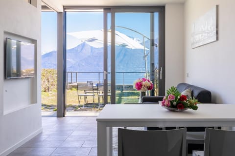 Natural landscape, TV and multimedia, View (from property/room), Balcony/Terrace, Dining area, Lake view, Mountain view