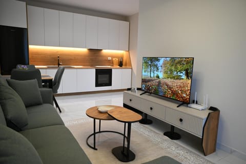 TV and multimedia, Kitchen or kitchenette, Living room, Seating area, Evening entertainment