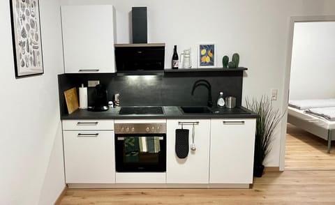 Kitchen or kitchenette, oven, stove