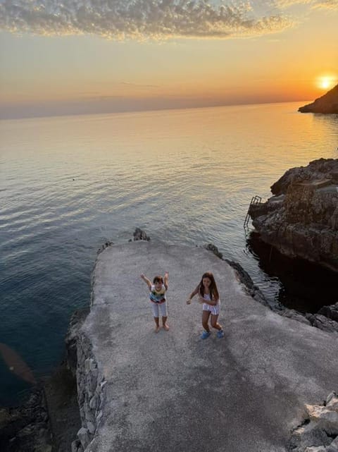 Natural landscape, Beach, Sea view, Sunset, children