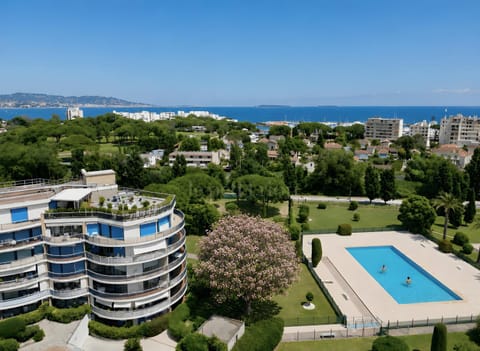 Property building, Living room, Swimming pool