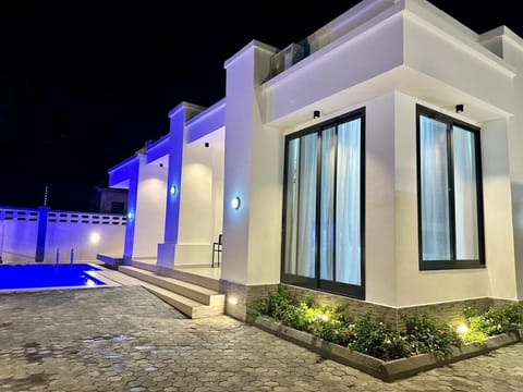 Property building, Night, Swimming pool