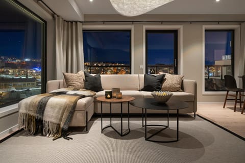 View (from property/room), Living room, Seating area, City view