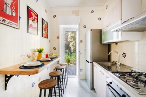 Dining area, stove, toaster, kitchen