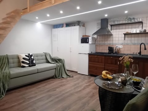 Coffee/tea facilities, Kitchen or kitchenette, Living room, Food and drinks, Dining area, Food, stove