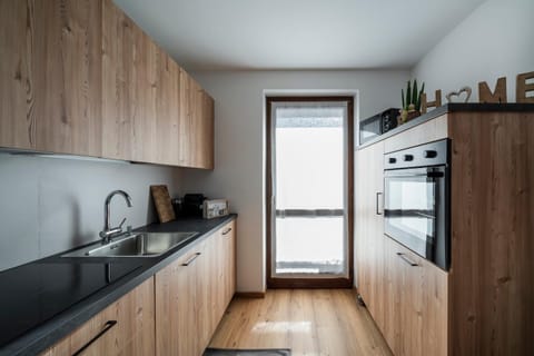 Kitchen or kitchenette, dishwasher, oven, stove
