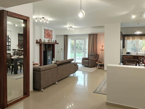 Kitchen or kitchenette, Seating area, Dining area, fireplace