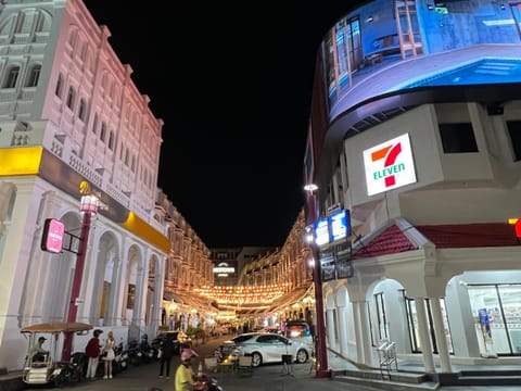 Property building, Night, City view, Street view, Location, Parking