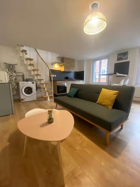 Living room, washing machine, kitchen