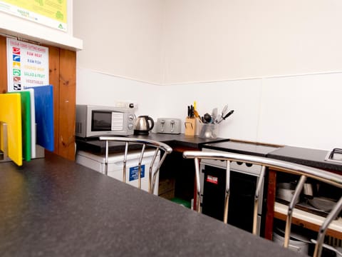 Communal kitchen, microwave, stove, toaster