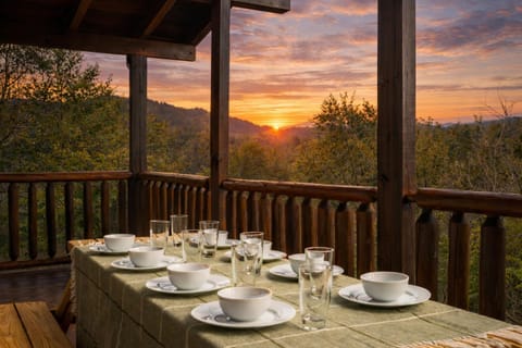 Patio, Dining area, Mountain view, Sunset