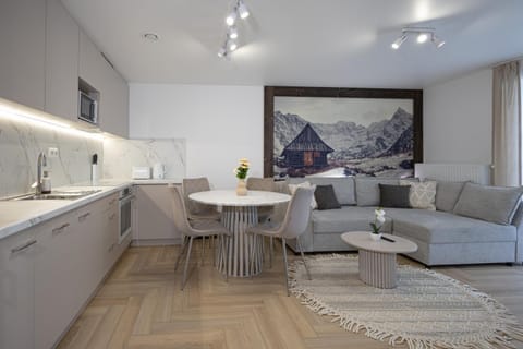 Kitchen or kitchenette, Living room, Seating area