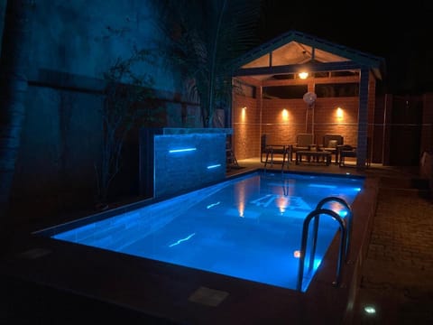 Night, Pool view, Swimming pool