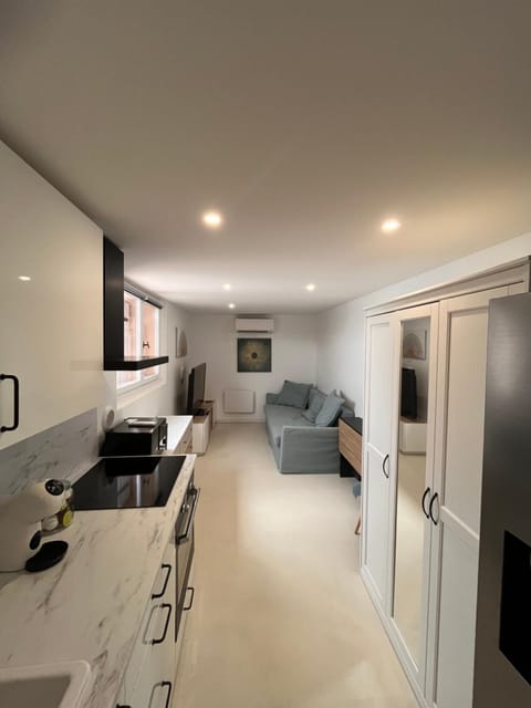 Kitchen or kitchenette, Living room, Seating area