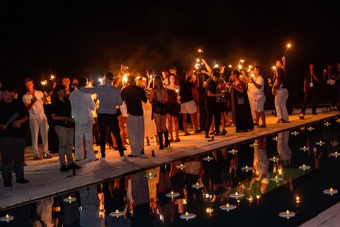 People, Swimming pool, group of guests