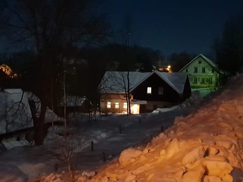 Property building, Night, Winter