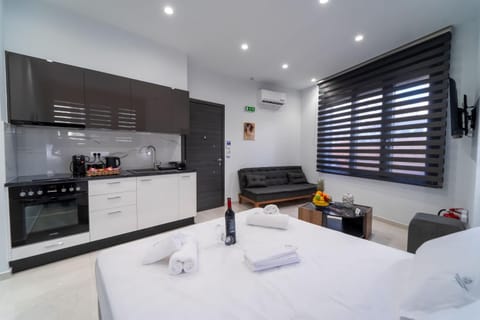 Bed, Kitchen or kitchenette, Photo of the whole room, Seating area