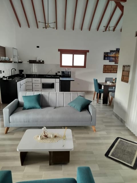 Kitchen or kitchenette, Living room, Seating area, Dining area