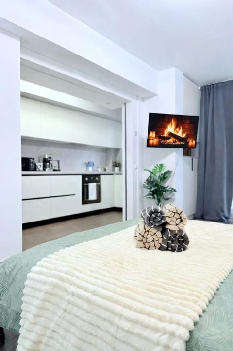 Bed, TV and multimedia, Photo of the whole room, Bedroom, kitchen