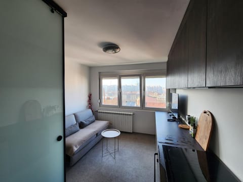 Bed, Bathroom, TV and multimedia, Kitchen or kitchenette, Living room, Seating area, oven, stove, washing machine