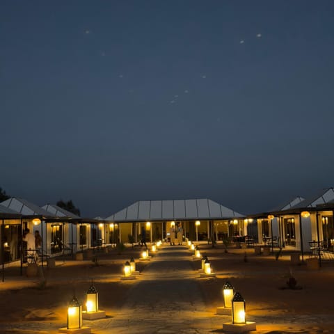 Property building, Night, Swimming pool