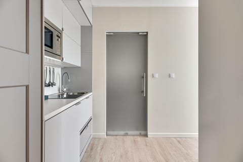 Kitchen or kitchenette, stove