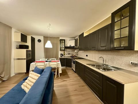 Kitchen or kitchenette, Living room, Dining area, stove