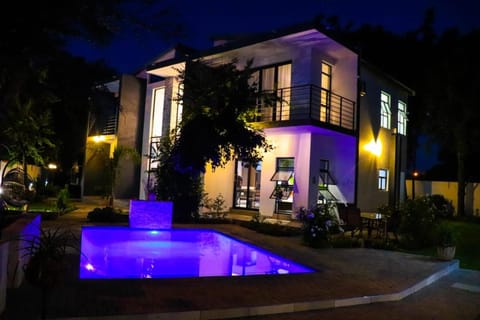 Property building, Night, Garden, Pool view, Swimming pool