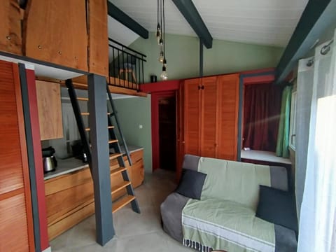 Bed, Kitchen or kitchenette, Living room, Seating area