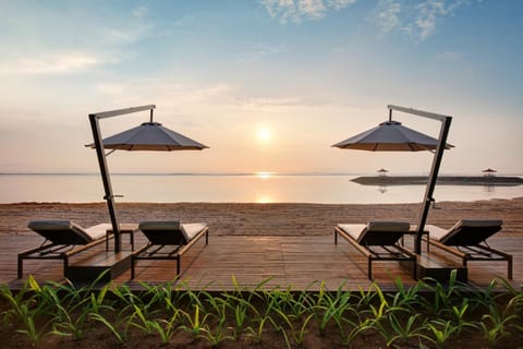 Beach, Beach, Sunrise, sunbed, sunbed