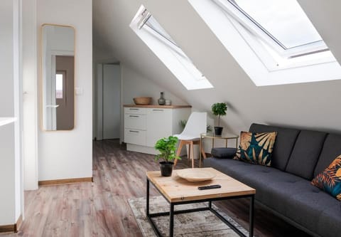 Kitchen or kitchenette, Living room, Seating area, Dining area