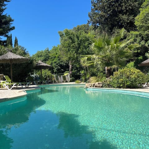 Property building, Living room, Swimming pool