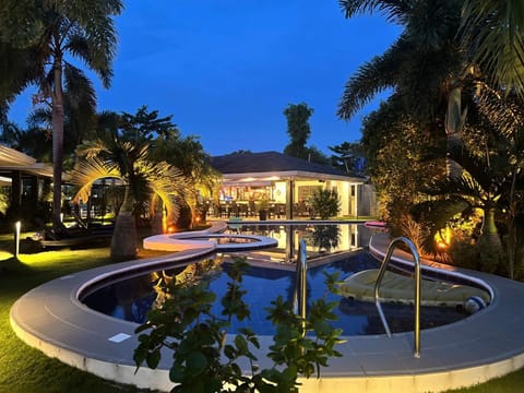 Property building, Restaurant/places to eat, Night, Swimming pool