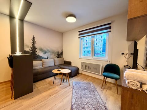 Bed, Living room, Seating area