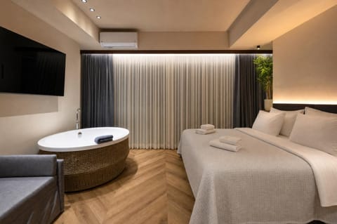 Bed, TV and multimedia, Photo of the whole room, Seating area, Bedroom, towels, air conditioner