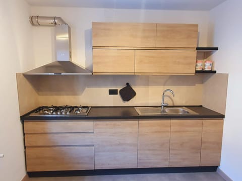 Kitchen or kitchenette, stove