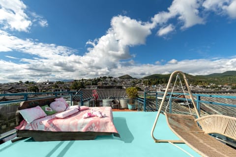 Bed, Day, Natural landscape, View (from property/room), Balcony/Terrace, Mountain view, sunbed