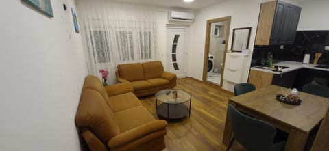 Kitchen or kitchenette, Living room, Seating area, Dining area, air conditioner