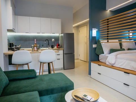 Bed, Kitchen or kitchenette, Living room, Photo of the whole room, Seating area, Dining area, oven