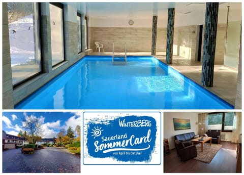 Property building, Living room, Swimming pool